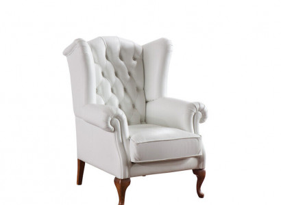 Chesterfield Ohrensessel Sessel Polster Fernseh Büro Couch Echtes Leder CL-F3